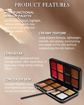 16 Colors Cream Blush Contour Highlighter Makeup Palette with Brush,Colored Correcting Concealer Contour Cream,Longlasting Blendable Matte Blush Concealer Foundation Palette,Mother's Day Makeup Gift